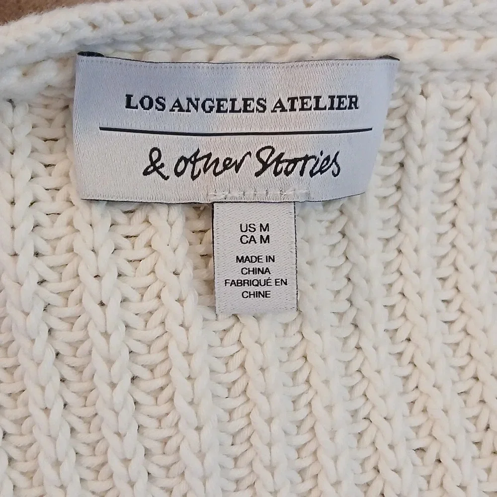 & OTHER STORIES Cropped Sweetheart Bustier Knit Top in cream size Medium - Picture 6 of 11